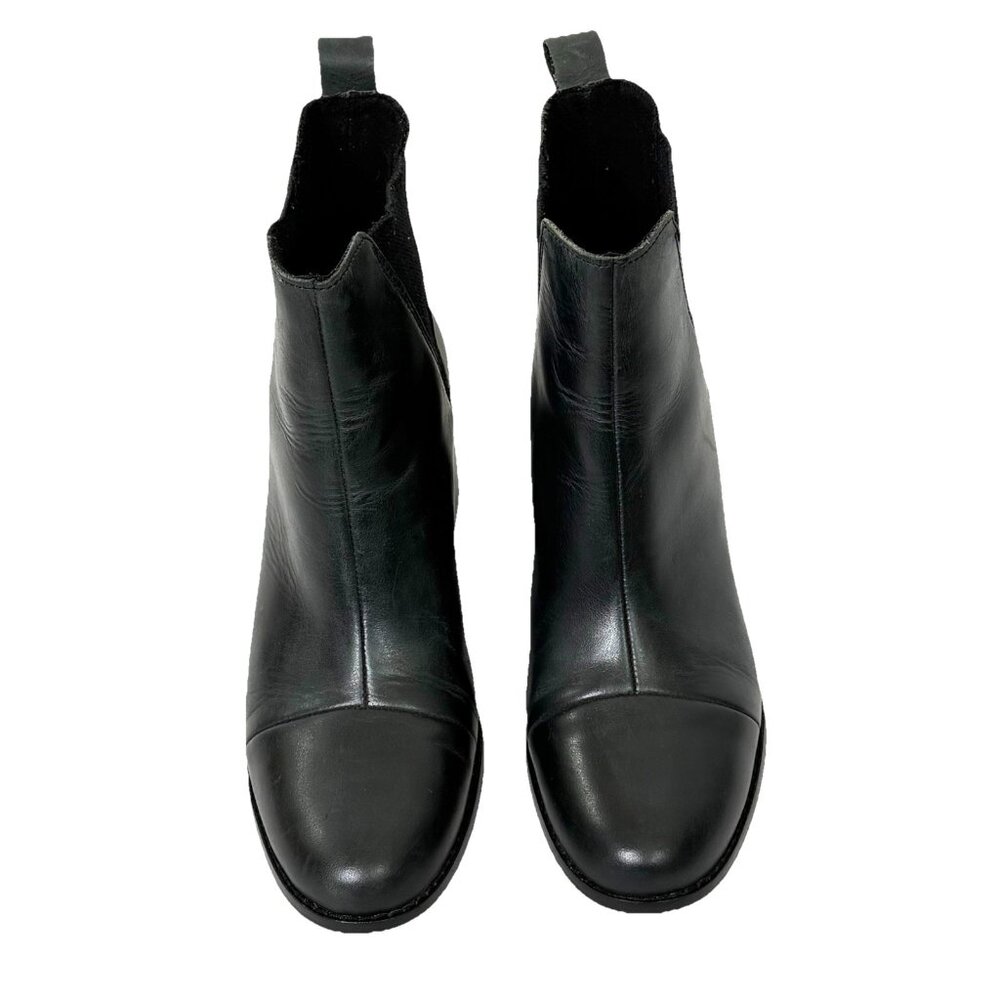 TOMS Black Esme Leather Chelsea Boot Black Pull On Ankle Booties Size 7.5 NEW